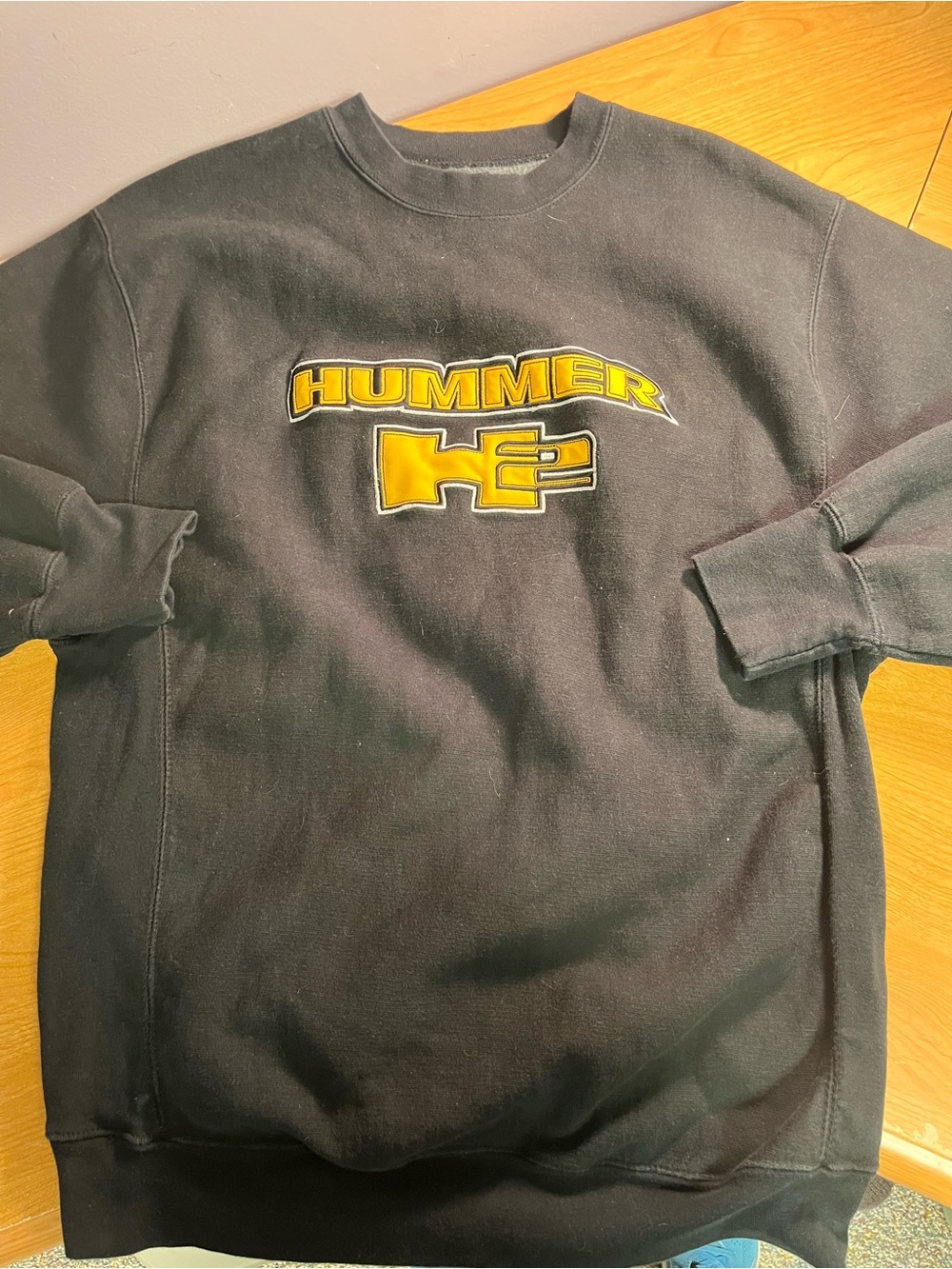 Vintage Y2K Hummer H2 Steve & Barry’s Crewneck Sweatshirt Small/Med Black Yellow